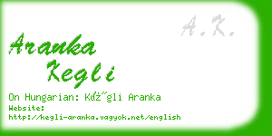 aranka kegli business card